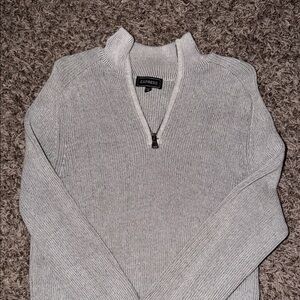 Express Light Gray Ribbed Half-Zip Sweater